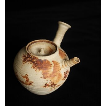 初代 三浦竹泉 赤壁図 茶瓶/茶銚　P092