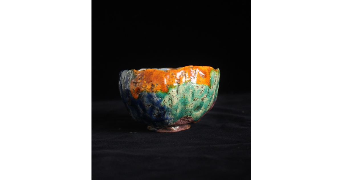 出口王仁三郎風 耀盌 楽茶碗 P143|骨董店 のびる 古美術 骨董 出口王仁三郎風 耀盌 楽茶碗 P143|骨董店 のびる 古美術 骨董
