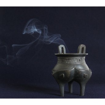 亀文堂 波多野正平造 青銅饕餮紋鼎式香炉　M138 