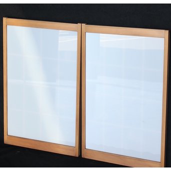 乳白色ガラス 蔦木彫 書院/窓 2枚1組　R2485 