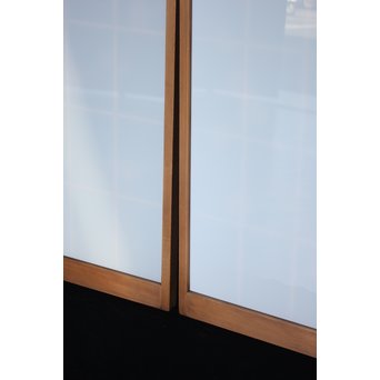 乳白色ガラス 蔦木彫 書院/窓 2枚1組　R2485 