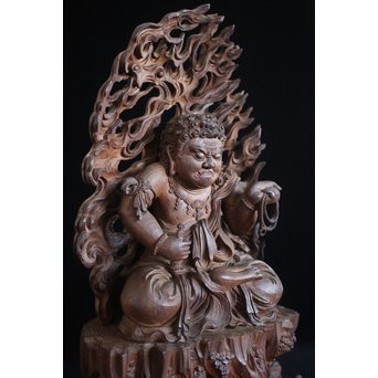 仏教美術 木彫不動明王坐像　X152 