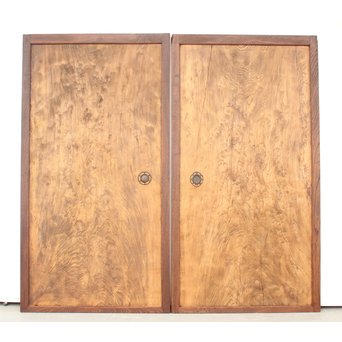 堅木框 杉一枚板建具 4枚1組 B974Y｜骨董店 のびる 古美術 骨董 和風 