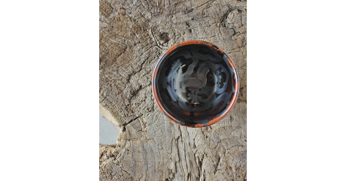 青木龍山 天目梅抹茶碗 P160｜骨董店 のびる 古美術 骨董 和風建具 蔵