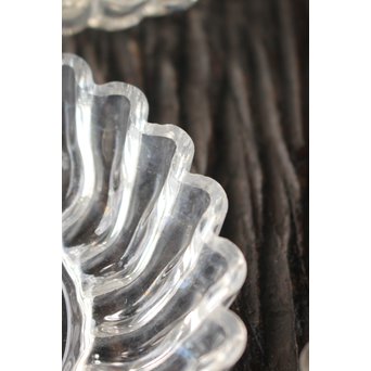 渦巻プレスガラスの茶托/小皿 11枚1組　Y020 