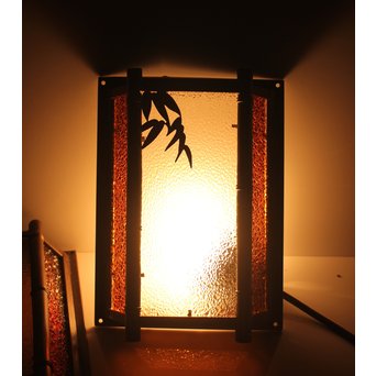 ダイアアンバー色ガラス 竹細工銅門灯カバー 4個1組　A1978 