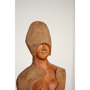 田中一刻 木彫《ヴェールを被った婦人像》 X192 