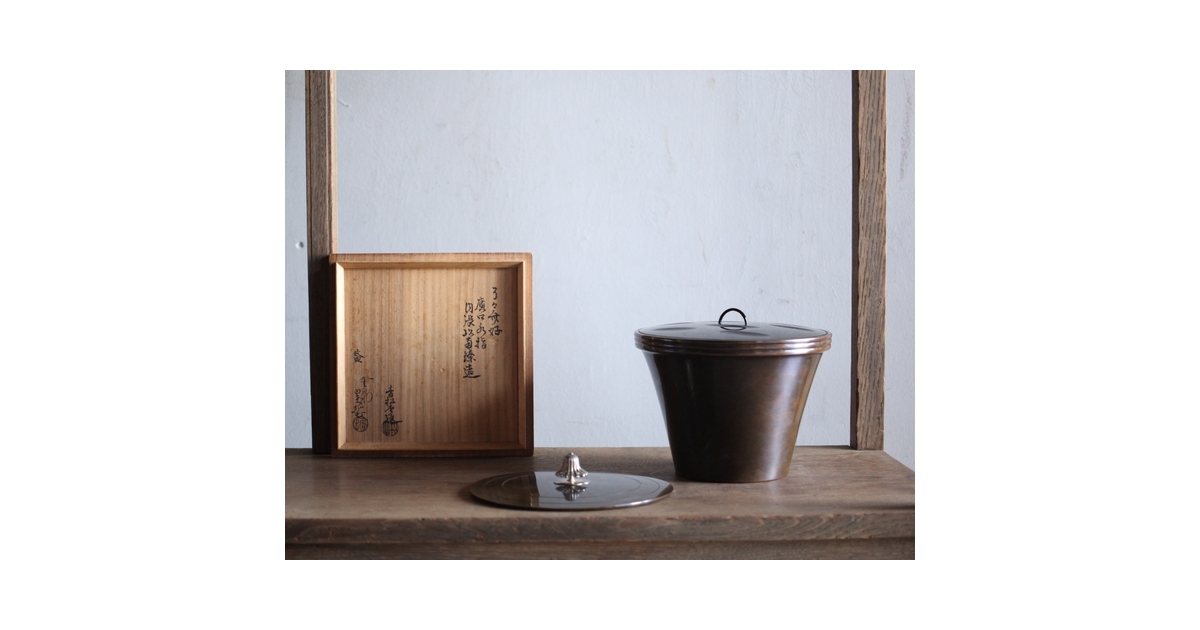 了々斎好 中村宗哲塗蓋 青松堂 南鐐内張広口水指 M203｜骨董店