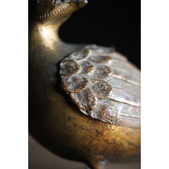 古銅鍍金 金銅鶉香炉　M212 