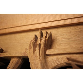 井波彫刻 弘介銘 松の深彫木彫欄間2枚1組　R2562Y 