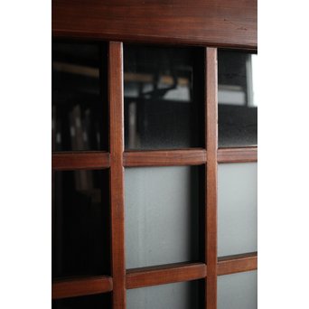 総欅 ガラス格子蔵戸　W991 