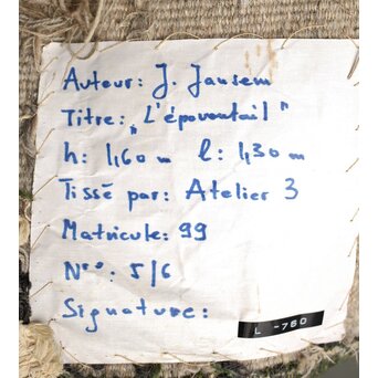 JEAN JANSEM ジャン ジャンセン L'épouvantail/案山子  サイン入タペストリー/絨毯　U221 