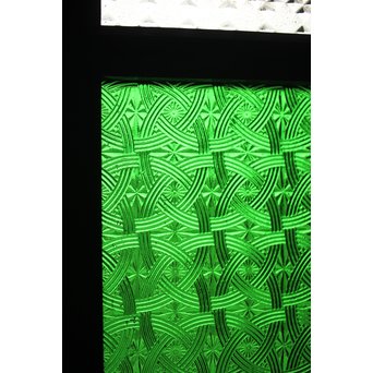 プレスと緑色ガラスの欄間 2枚1組　R0059Y 