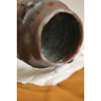 須賀月真 蝋型鋳造 雨龍紋 花入/花瓶　M254 
