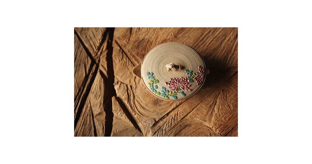 安東焼 阿漕焼 色絵宝瓶/急須 P299｜骨董店 のびる 古美術 骨董 和風