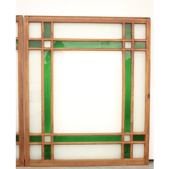緑色ガラス 中型建具 2枚1組　GD0080Y 
