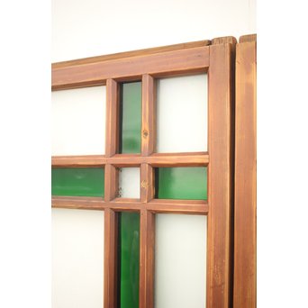 緑色ガラス 中型建具 2枚1組　GD0080Y 