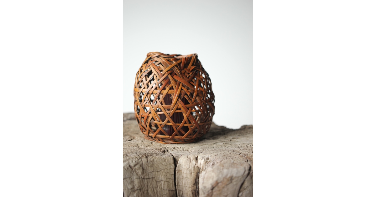 初代 田辺竹雲斎 座禅式花籠 竹籠 U279｜骨董店 のびる 古美術 骨董