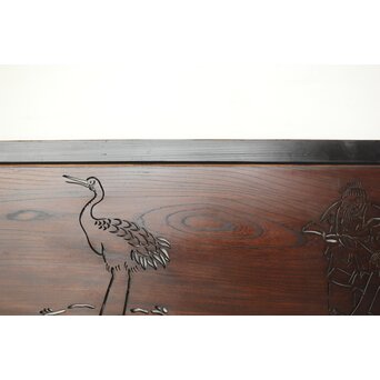 欅一枚板 鶴松と高砂透かし欄間　R0177 