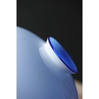 青色 白被 白着ガラス 切子電笠　A028 
