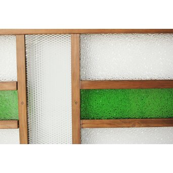 多種ガラス 細分割 緑色ガラス欄間 2枚1組　R0201Y 