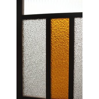 多種ガラス 細分割 黄色橙ガラス中型欄間 2枚1組　R0203Y 