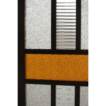 多種ガラス 細分割 黄色橙ガラス中型欄間 2枚1組　R0203Y 