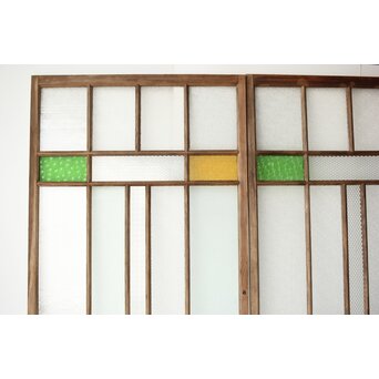 多種ガラス 細分割 緑黄色ガラス建具 4枚1組　GD0103Y 