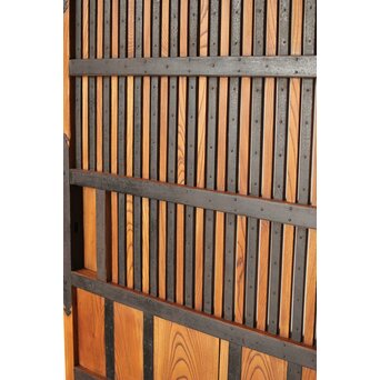 総欅 鉄金具装飾格子蔵戸　W072Y 