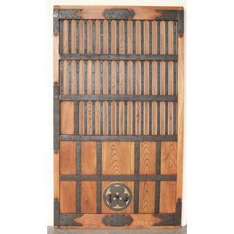 総欅 鉄金具装飾格子蔵戸　W072Y