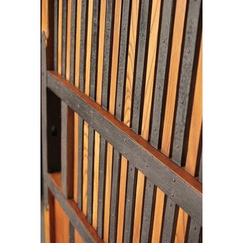 総欅 鉄金具装飾格子蔵戸　W072Y 