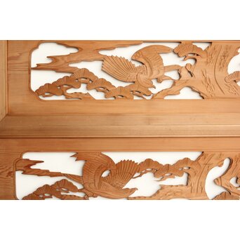鷹と松 中型木彫欄間 2枚1組　R0231 