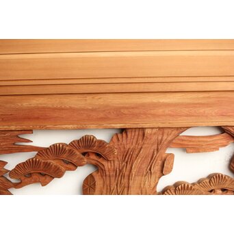 鶴松 中型木彫欄間 2枚1組　R0232 