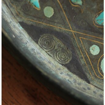 倣 戦国 青銅器 トルコ石金銀象嵌 銅錯金松石珍獣紋古鏡/銅鏡　M328 