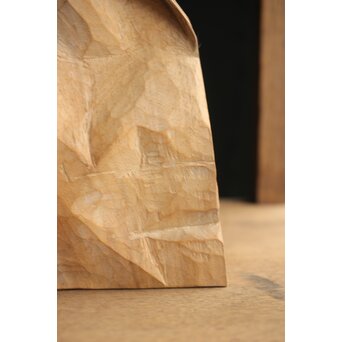 島田恭宏作か 袋と野菜 木彫彫刻　X374 