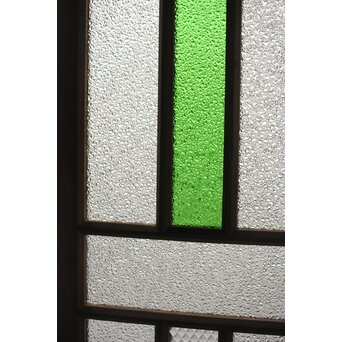 多種ガラス 細分割 緑色ガラス欄間　R0247 