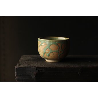 小杉焼 流描青磁茶碗　P366