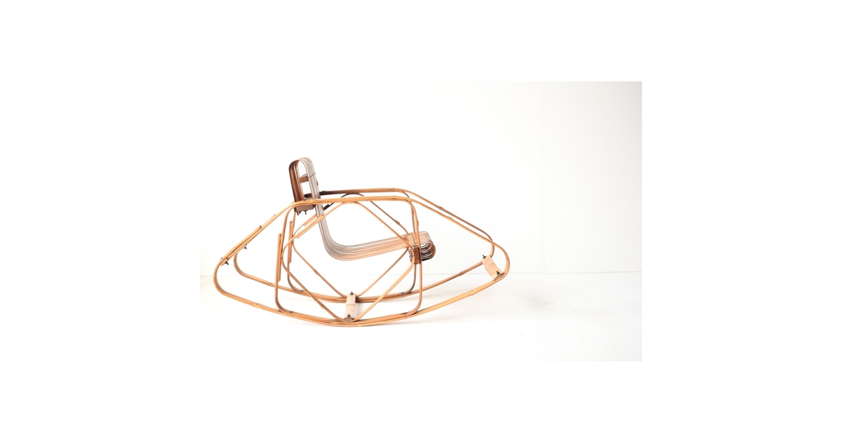 シバヤマ産業 バンブーロッキングキッズチェアー 竹椅子 U317