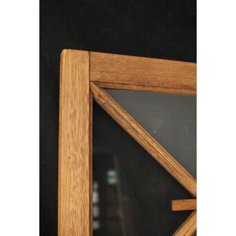 市松模様 菱形デザインガラス欄間 2枚1組　R0283 材はラワンと思われますが　白木が素敵です