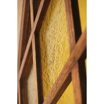 菱形組子 石目黄色ガラスのドア一対 2枚1組　GD0166Y レトロな石目ガラス
