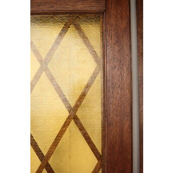 菱形組子 石目黄色ガラスのドア一対 2枚1組　GD0166Y 