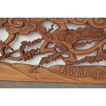 欅彫 松竹梅木彫欄間　R0291 個性的なデザインになっています
