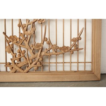 神代杉か 竹と梅の木彫欄間　R0299 