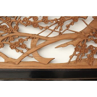 欅彫 花札梅に鶯 寺院木彫欄間 2枚1組　R0307Y 花札デザインは初見です