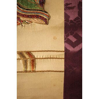 雛飾り 殿と姫 時代刺繍 掛軸 一対二幅　Z433 
