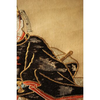 雛飾り 殿と姫 時代刺繍 掛軸 一対二幅　Z433 