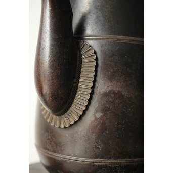 山本自爐 仏教美術 布薩形水瓶意 内鍍金銅水注 共箱　M372 
