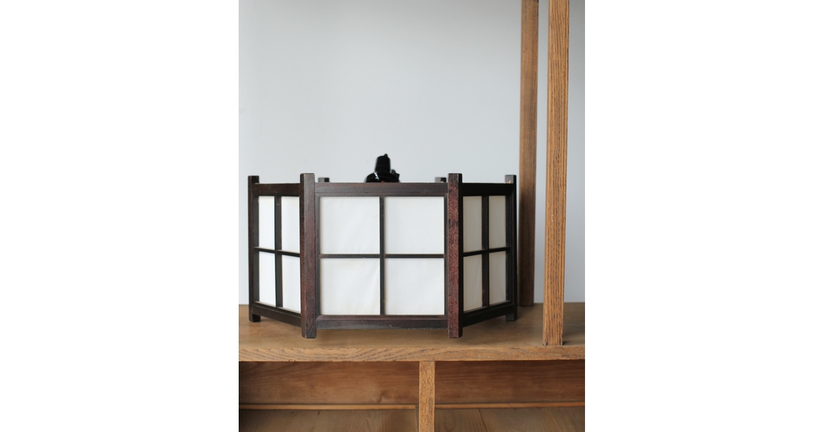松本民芸家具 六角格子照明電笠 A077|骨董店 のびる 古美術 松本民芸家具 六角格子照明電笠 A077|骨董店 のびる 古美術