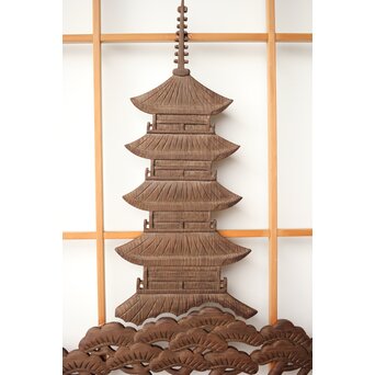 奈良風景 五重塔と鹿 書院 2枚1組　R0364 神代杉系でしょうか　趣のある材です