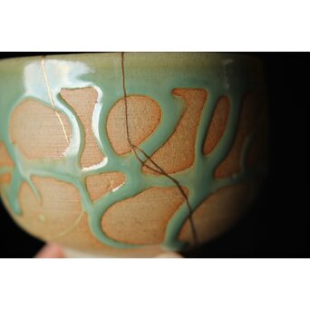 小杉焼 流描青磁茶碗　P433 
